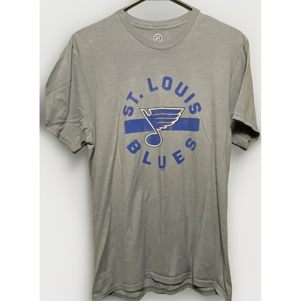 Vintage NHL St Louis Blues Mens Hockey T-Shirt Cotton M Gray Team Logo Fan Gear